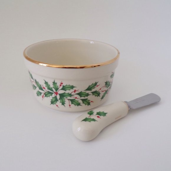 Lenox Holiday Dimension Collection Dip Bowl and Spreader  3112 - Picture 1 of 5